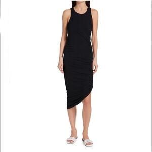 Veronica Beard Haylee Ruched Asymmetrical Midi Jersey Tank Dress Black XS
